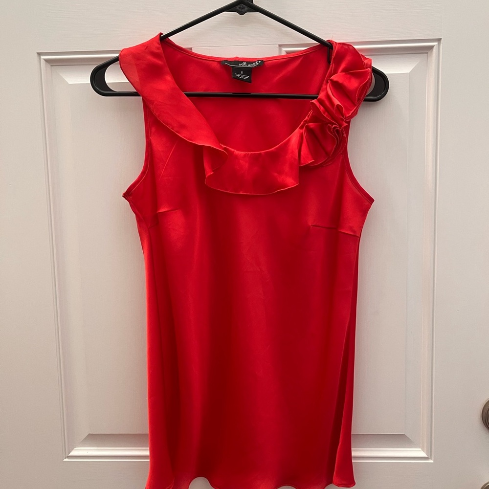 Red Sleeveless Ruffle Top